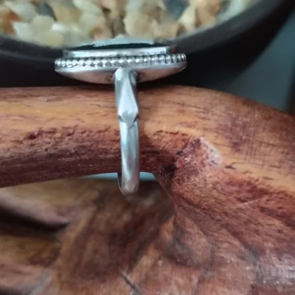 Vintage Black Wedgewood Goddess Sterling Ring Made In England Size 5.5 - Picture 4 of 10